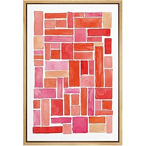 SIGNWIN Framed Canvas Wall Art Pink, Orange, Red...