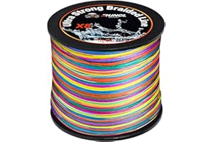 RUNCL Braided Fishing Line, Abrasion Resistant, Zero Stretch, 8X Multicolor Extra Visibility Fishing Braid for Saltwater Freshwater, 328yds/546yds/1093yds, 12-100LB, Fishing Gifts