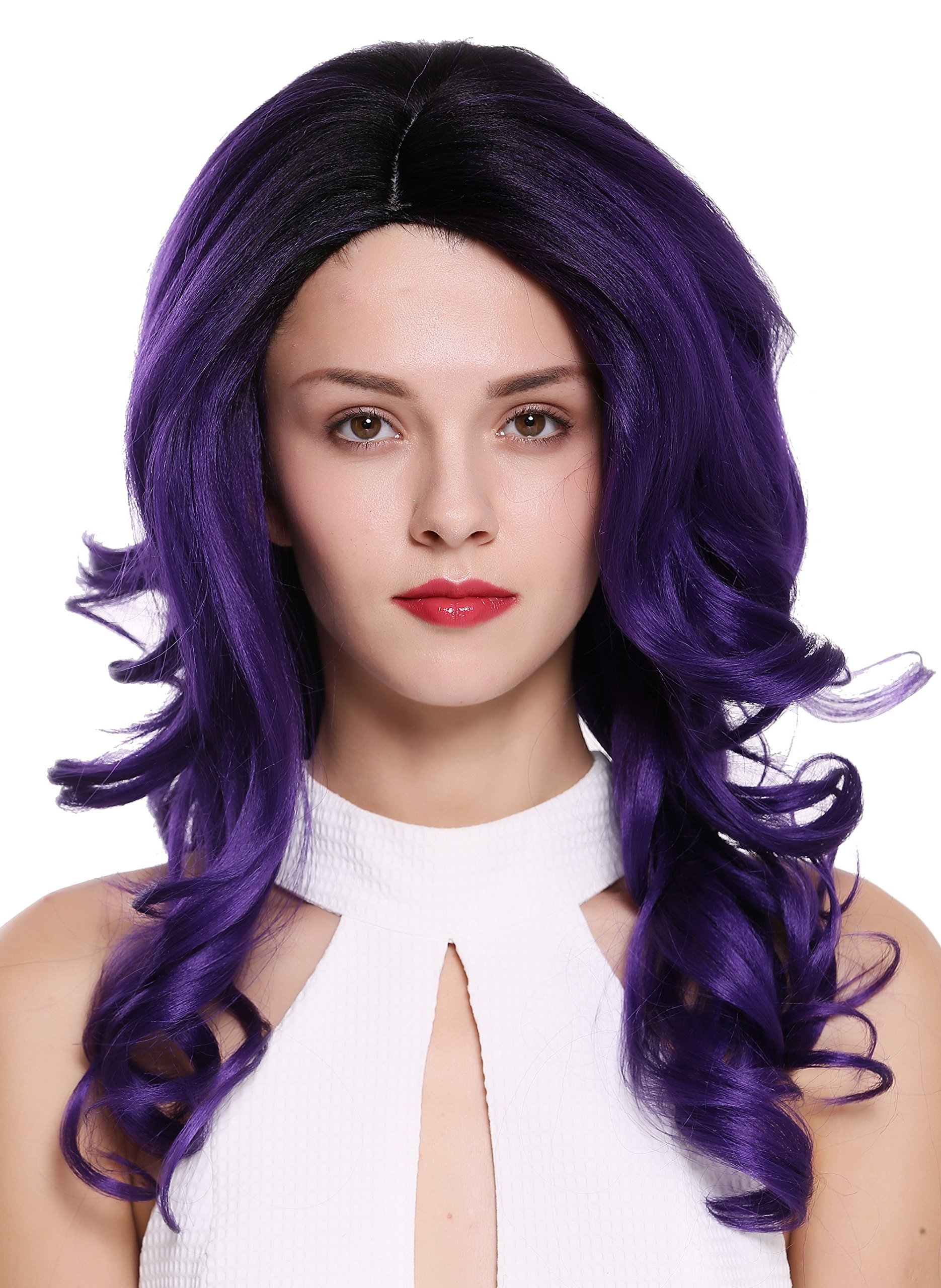 WIG ME UP - DW1948-220 Lady Quality Wig long wavy parting teased volume ombre mix black violet Diva 20inch