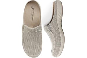 WALK·HERO COMFORT AND SUPPORT Mens Slippers with Arch Support, Canvas House Slipper for Men with Velvet Lining, Slip On Clog, Indoor Outdoor House Shoes with Anti-Skid Rubber Sole
