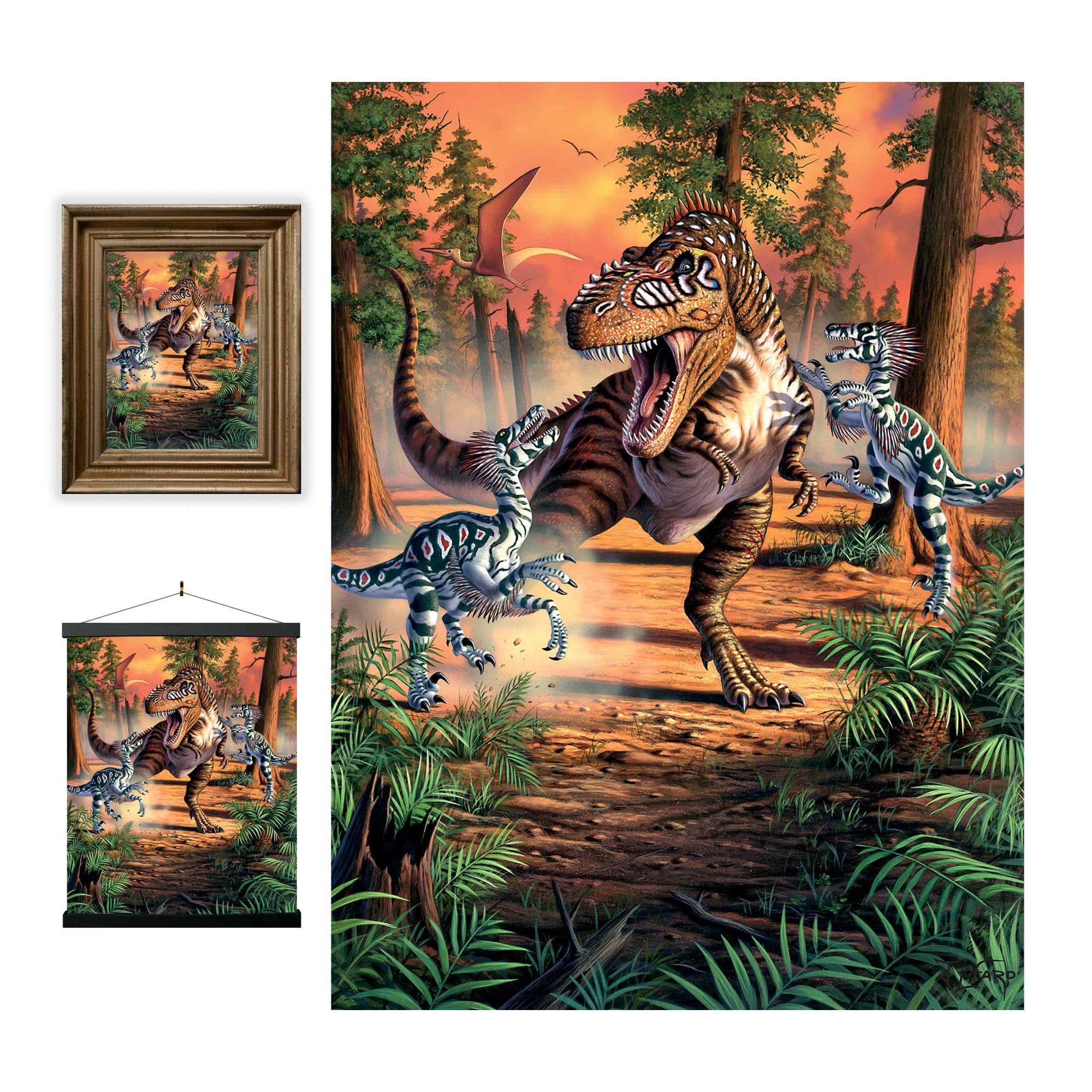 3D LiveLife Lenticular Wall Art Prints - Dino Battle from Deluxebase. Unframed 3D Jurassic Poster. A perfect wall filler. Original artwork licensed from renowned artist, Jerry LoFaro — image 1
