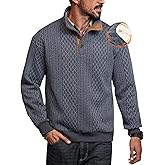 Herberton Men's Textured Thermal Sweatshirt Heavyweight Fleece Lined Pullover with Elbow Patches (S-XXL)