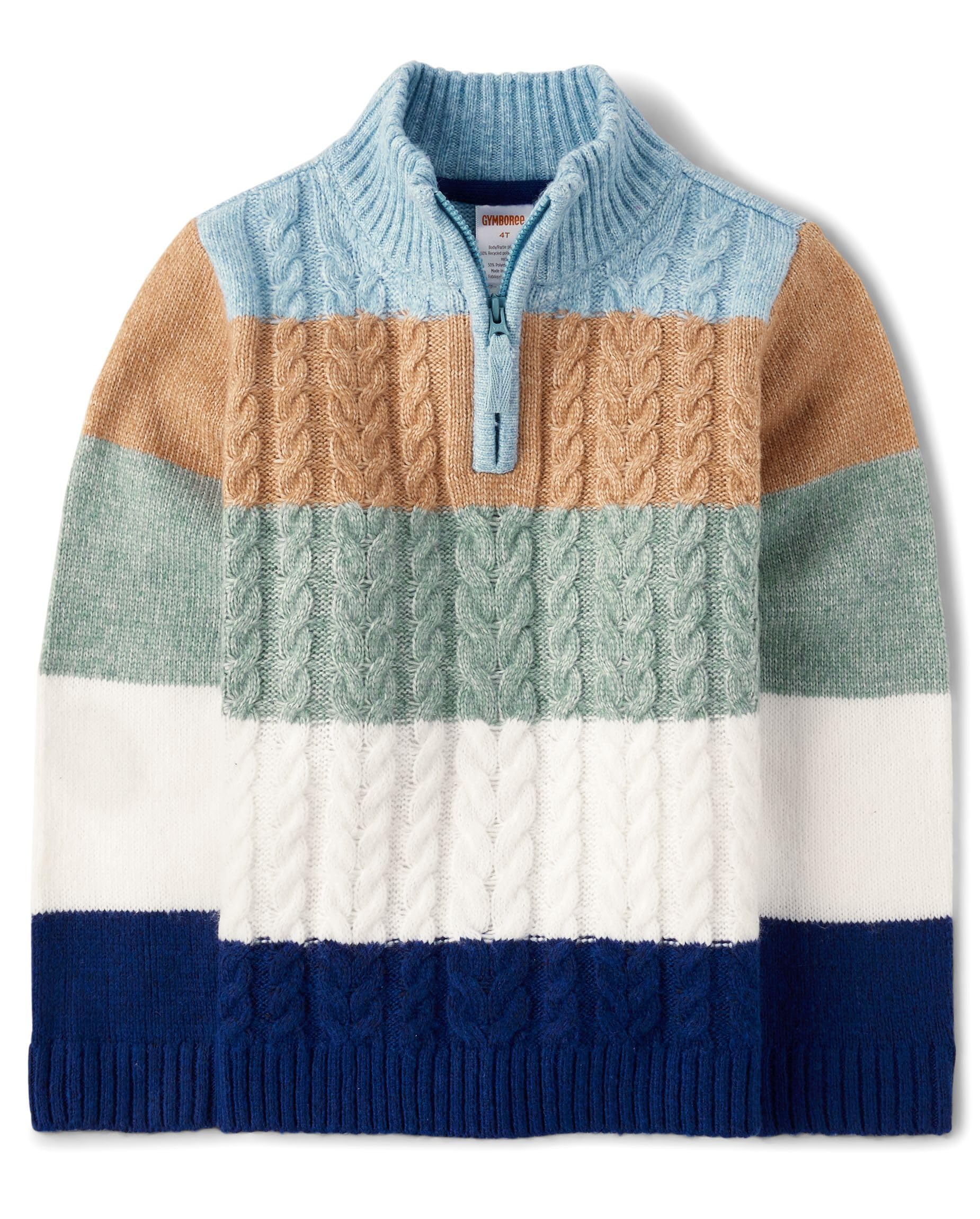 Gymboree,and Toddler Long Sleeve Quarter Zip Sweaters,Blue Aura Colorblock,12