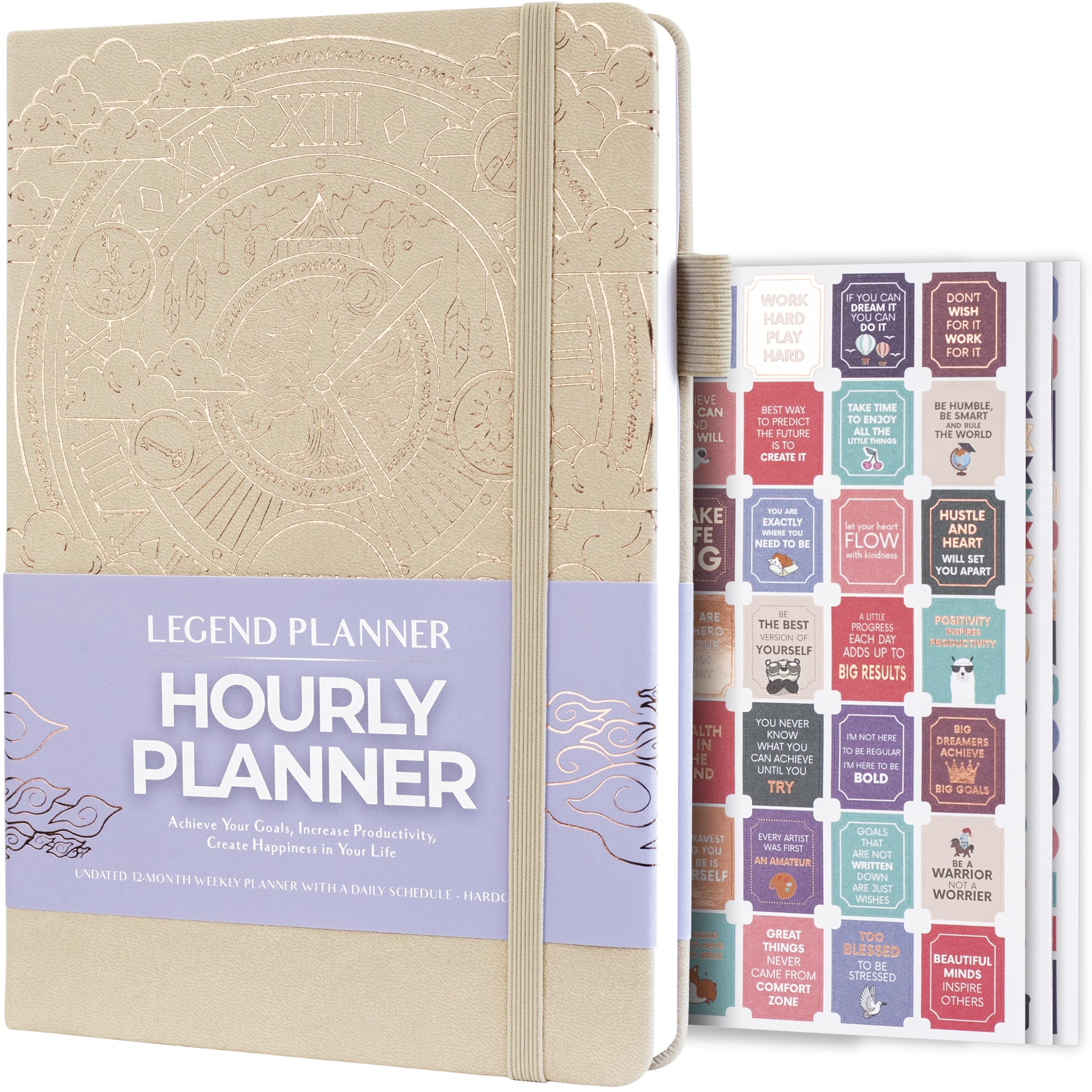 Legend Planner Hourly Schedule – Weekly & Daily Organizer with Time Slots. Appointment Book Journal for Work, Undated, A5 (Seashell)
