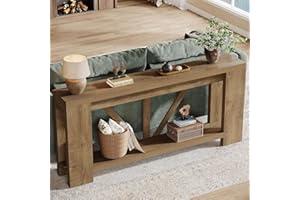 LITTLE TREE 70.9" Extra Long Farmhouse Console Table, Narrow Entryway Sofa Table with Storage Shelf, Wood Hallway Table for L