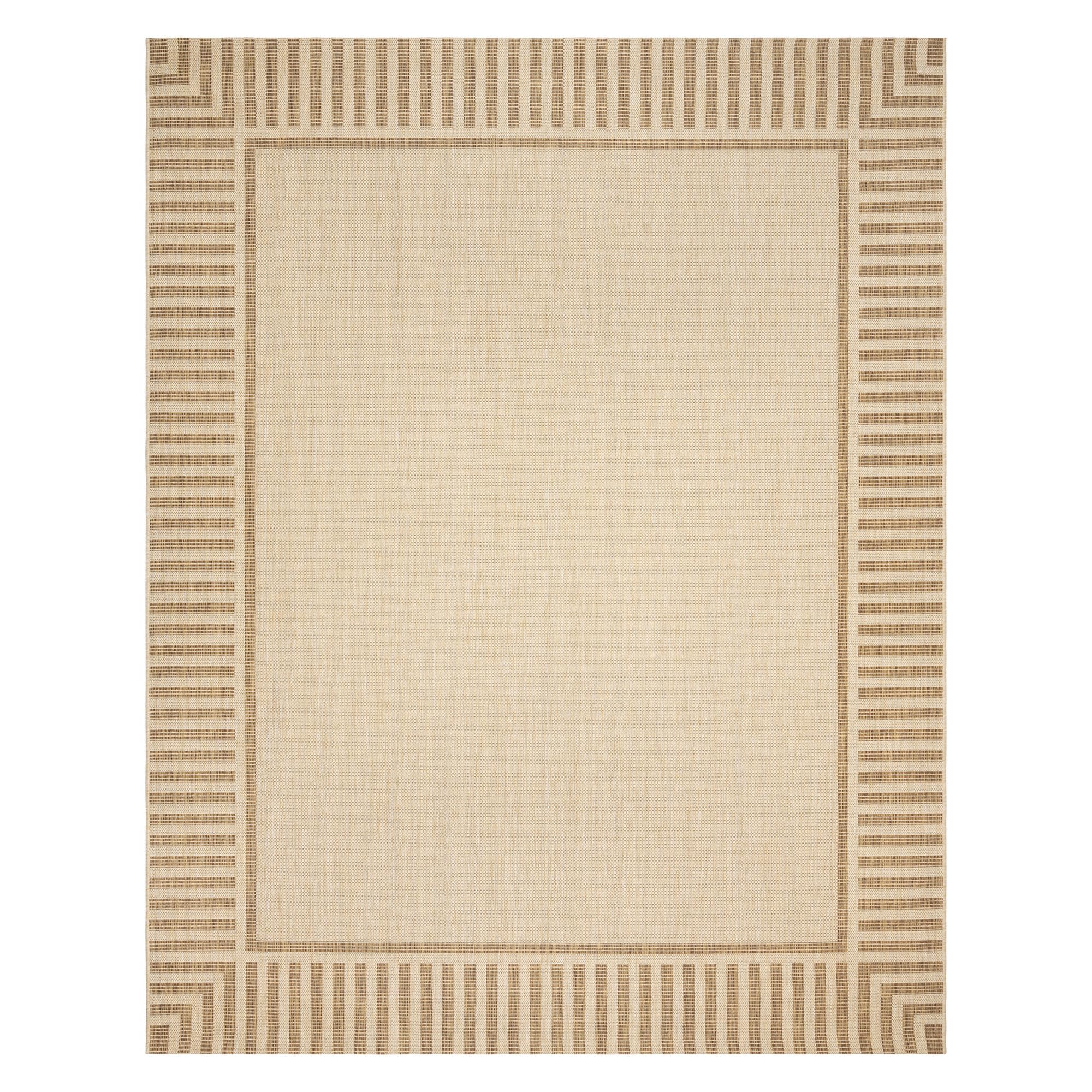 Gertmenian Indoor/Outdoor Flatweave Area Rug - 9x13 Extra Large, Stain & UV Resistant, Ideal for Deck, Patio, Poolside, Mudroom - Klano Striped Sand, Chestnut, 25422 Image