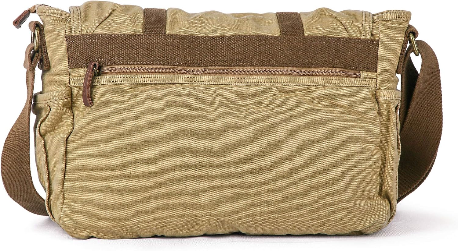 GOOTIUM Canvas Messenger Bag - Vintage Shoulder Bag Frayed Style Satchel, Khaki - Image 4