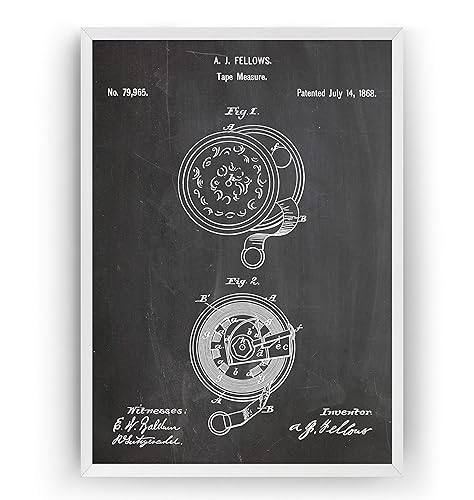 Amazon Com Tape Measure 1868 Patent Print Carpentry Joinery Carpenter Poster Giclee Art Wall Decor Vintage Blueprint Gift Frame Not Included Handmade