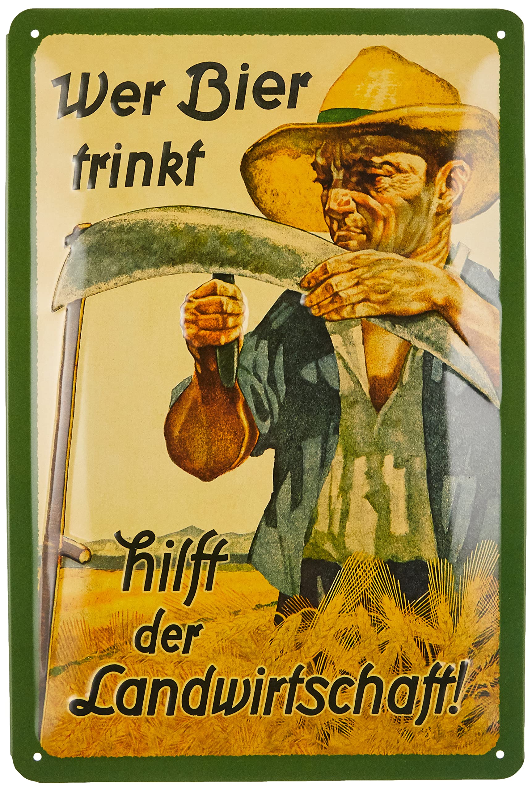 Nostalgic-Art Open Bar - Bier Landwirtschaft - Gift idea for beer fansRetro Tin SignMetal PlaqueVintage design for decoration20 x 30 cm