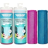 Hero 2-Pack Cooling Towels for Travel, Hiking, Sports, Yoga, Ultra Soft Microfiber 40" x 12"