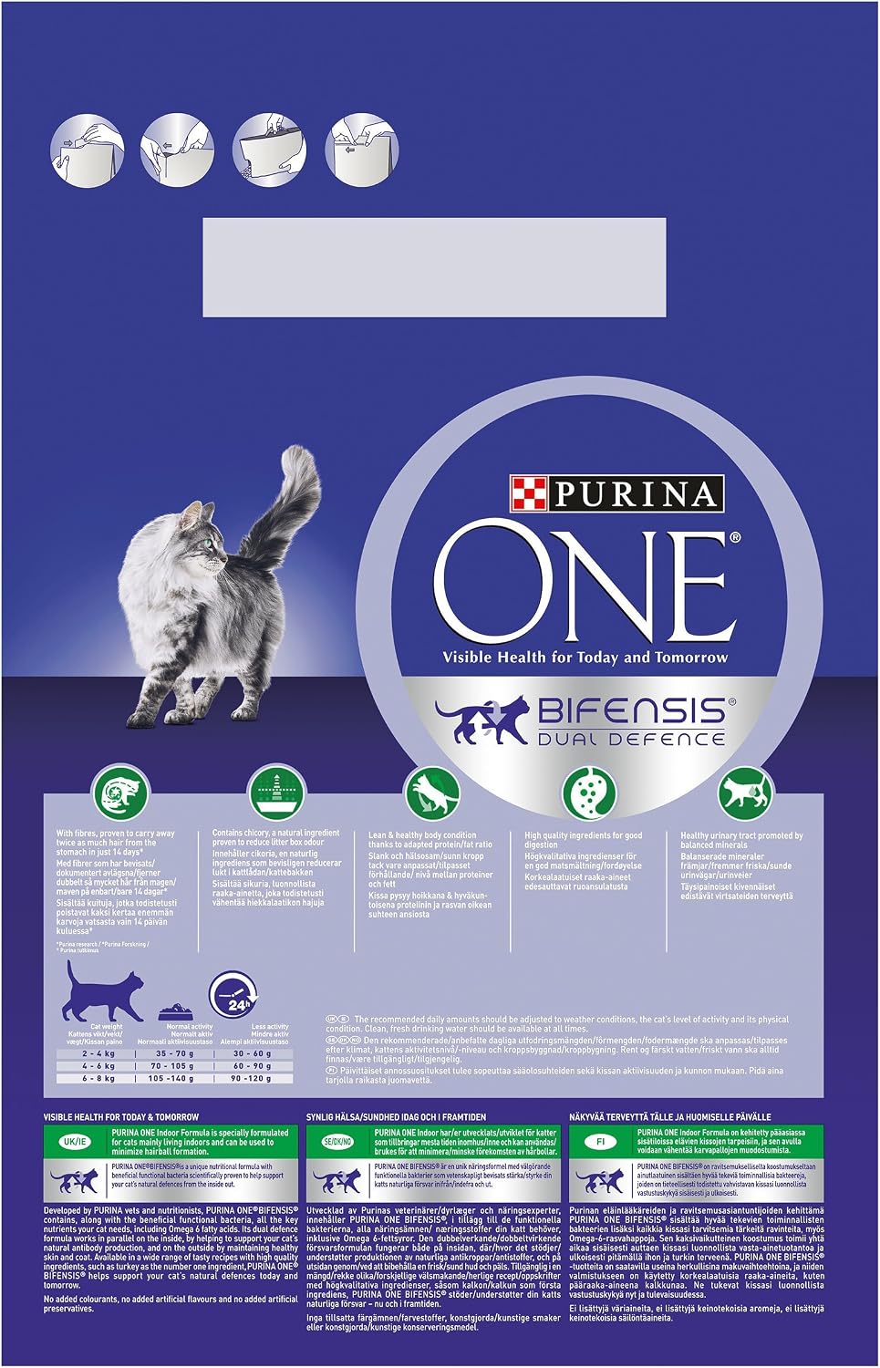 Purina ONE Indoor Dry Cat Food Turkey & Wholegrain 3kg, red, 0.75 g (Pack of 4) - Image 3