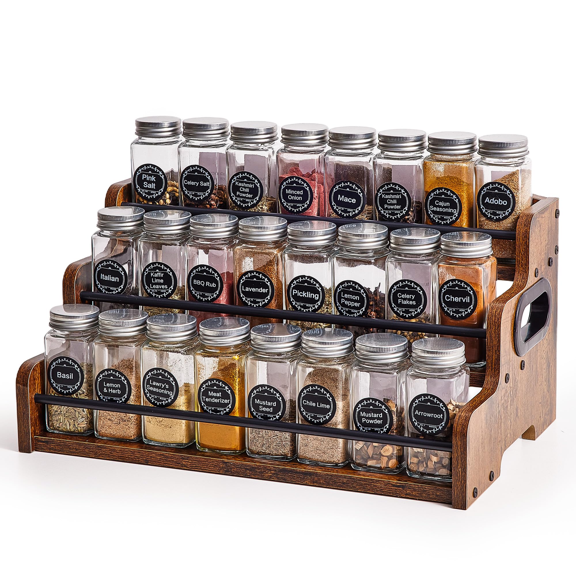 Photo 1 of ***Missing Hardware*** Aminigram Wood Spice Rack Organizer for Cabinet, 3 Tier Spice Shelf Storage, Kitchen Seasoning Organizer for Spice Bottles, Jars, Seasonings, Baking Supplies
