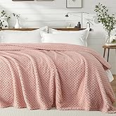 Exclusivo Mezcla Queen Size Fleece Blanket for Bed, Extra Soft Warm Decorative Fuzzy Blanket for Women, Lightweight Cozy Bedding Blankets, 90x90 Inches, Pink