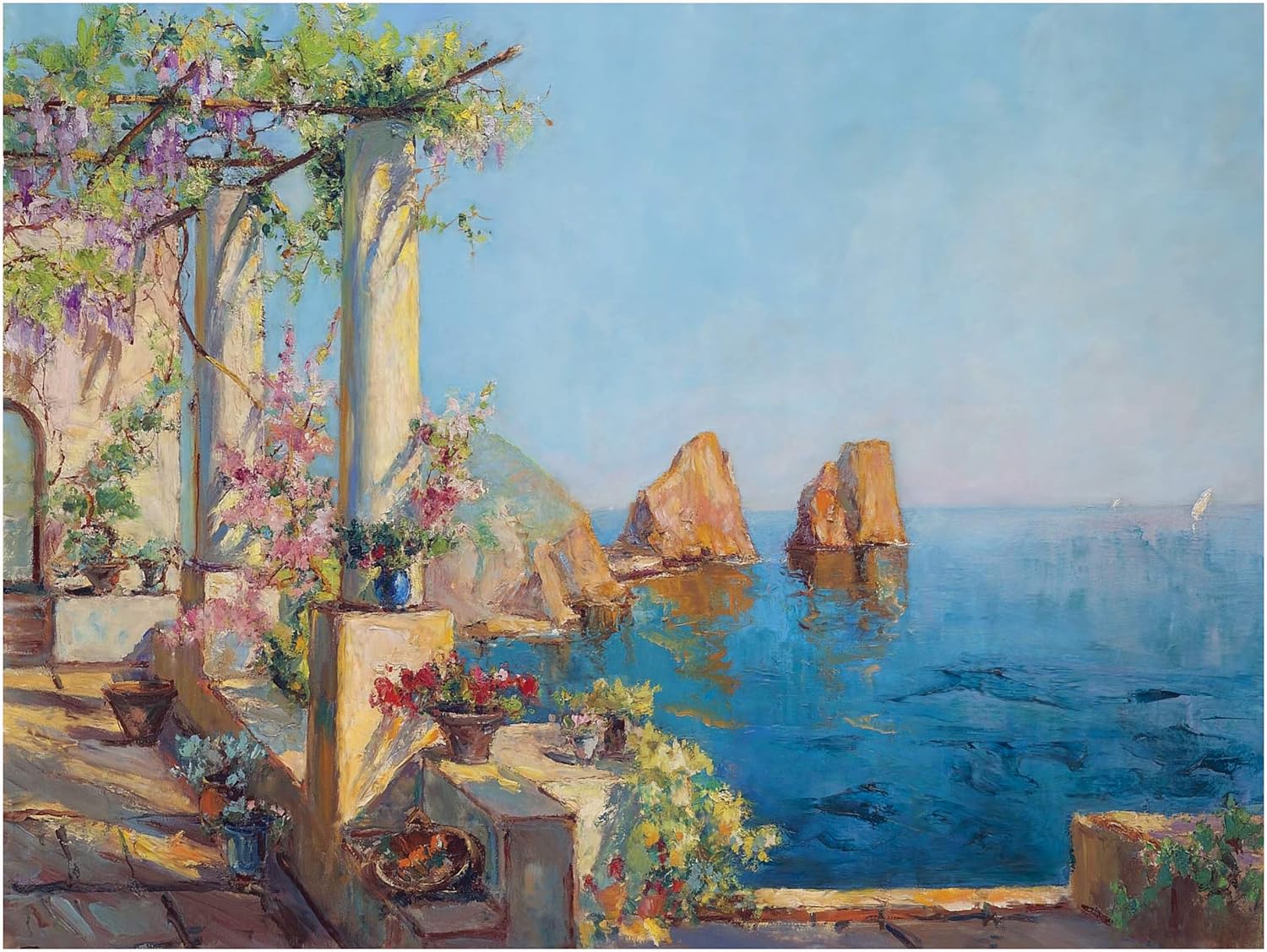 Capri Sea Ocean Terrace Veranda Tile Mural Kitchen Backsplash Marble Ceramic - Picture 2 of 14