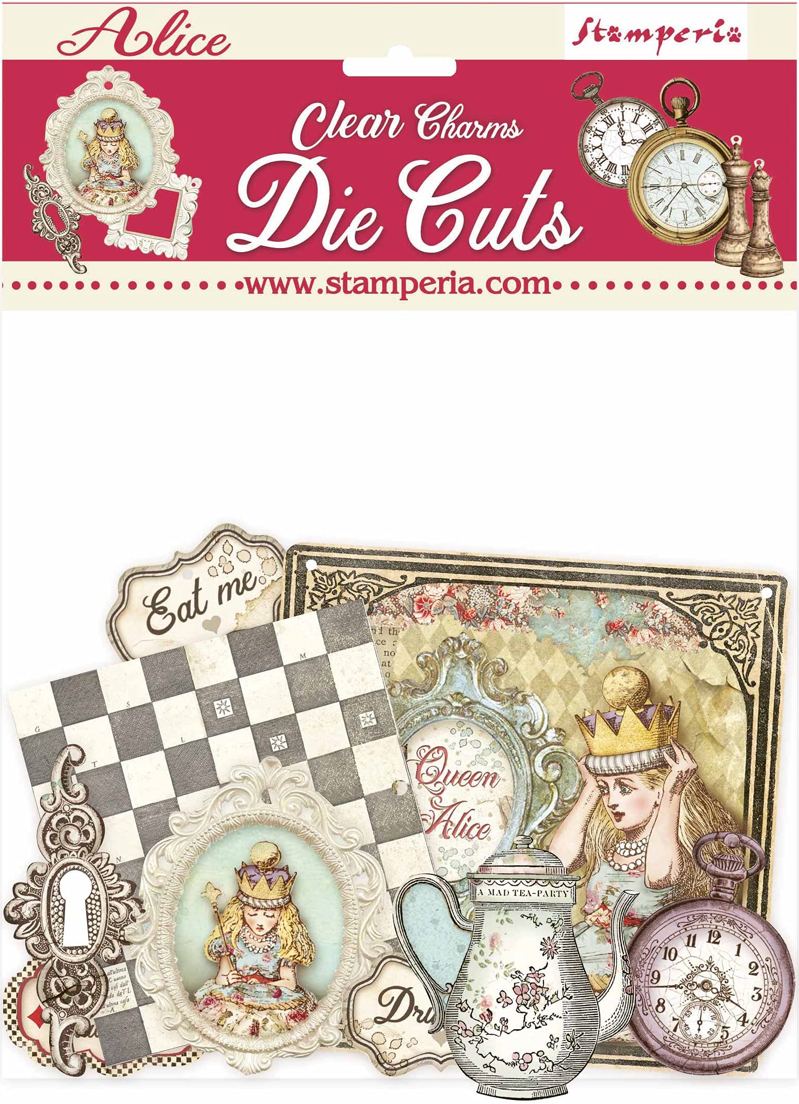 Stamperia International Clear Alice Charms, Various, Bag of die cuts