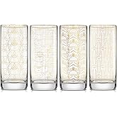 JoyJolt Star Wars Glassware. 'Deco' Highball Glasses Set of 4, 13.5oz Star Wars Glasses. Highball Glass Tumbler with Darth Vader in a Retro Crystal Glass Cup. Tall Drinking Water Glasses For Kitchen