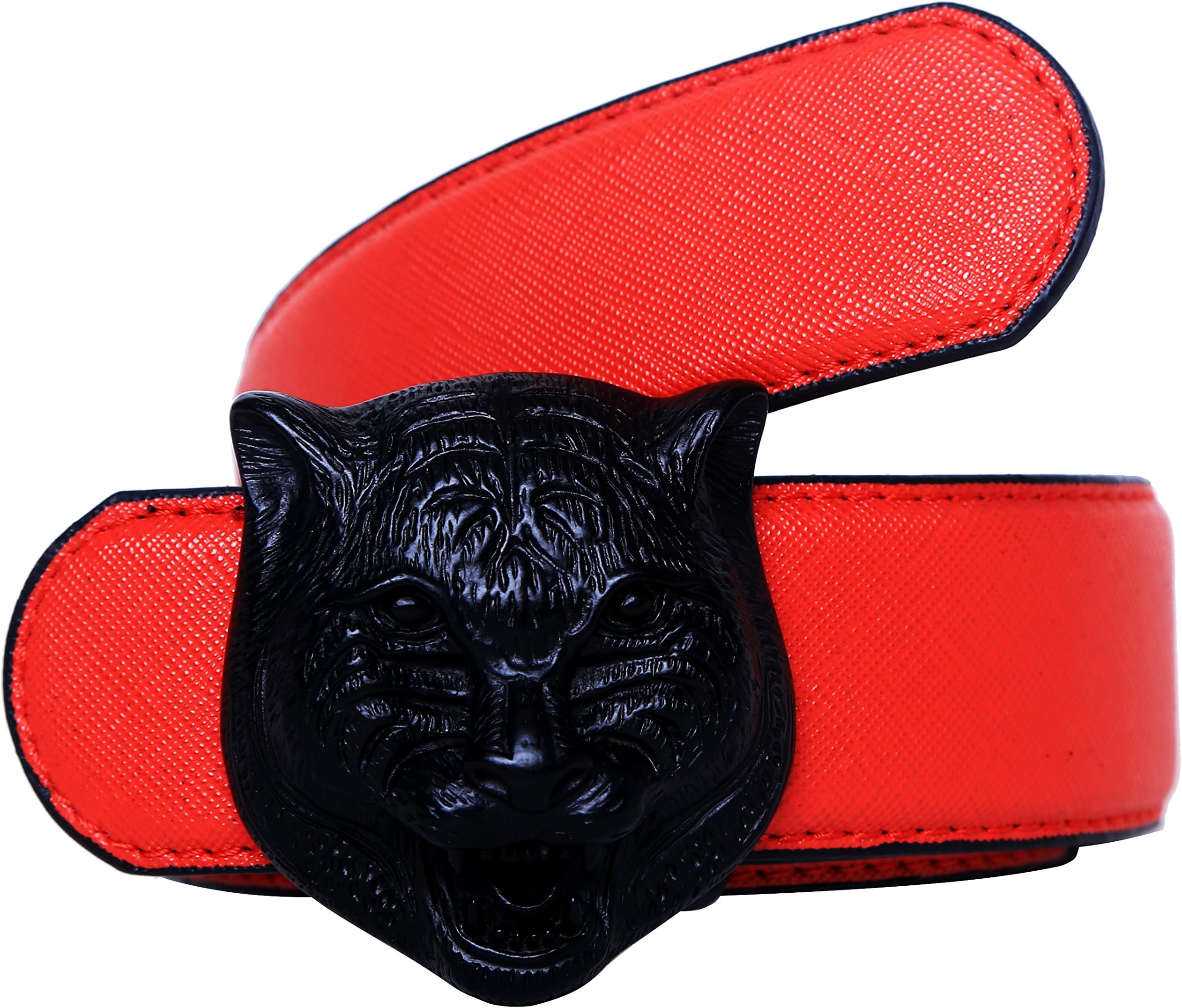 Men's Big Tiger Buckle 38-mm Top Layer Cowhide Leather Belt