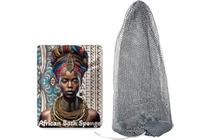 AFRIKI African Net Sponge, Authentic African Exfoliating Sponge, Black Owned, Back Scrubber, 45 inch Long, for Normal to Sensitive Skin, for Daily use, Earth Collection