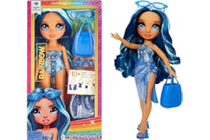 Rainbow High Swim & Style Skyler, Blue 11" Fashion Doll with Shimmery Wrap to Style 10+ Ways, Removable Swimsuit, Sandals, Fun Play Accessories, Great Toy Gift for Girls Kids Ages 4-12 Years