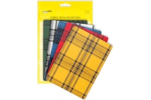 ZEFFFKA Premium Quality Large Plaid Tartan Fabric Iron-on Patches Inside & Outside Strongest Glue 100% Cotton Repair Decorati