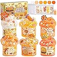 6 Packs Gradient Orange Slime Kit - Cloud Slime, Butter Slime & Clear Slime, Crunchy Slime for Kids with Various Slime Add-ins, Non Stick Slime Party Favors for Girls and Boys, 360ml Kids Slime(Bread)