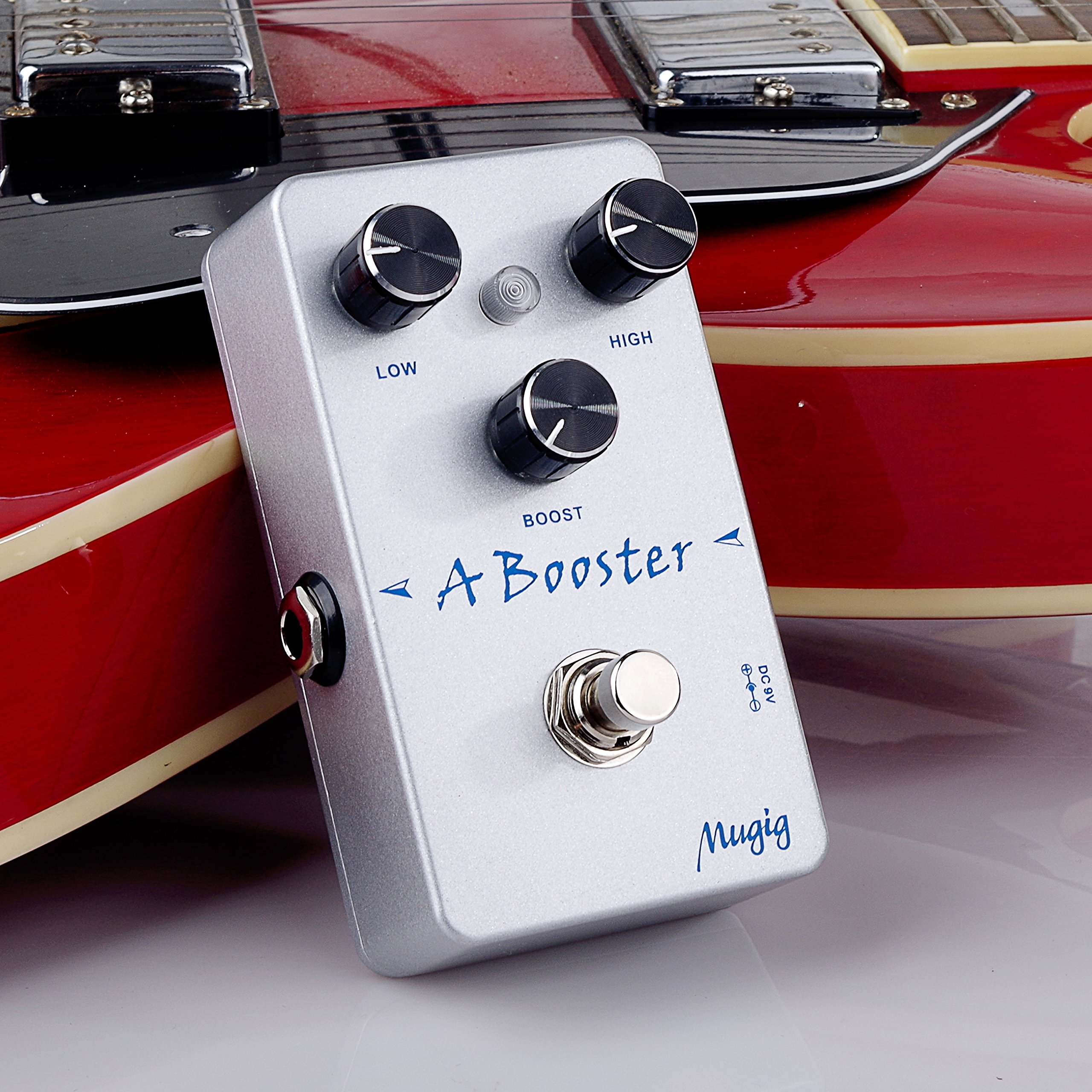 Mugig Booster Guitar Effect Pedal True Bypass Low High Boost Knob with LED light Rich Distortion Sound for Electronic Guitar