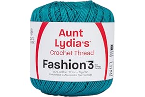 RED HEART Coats Crochet 182.0065 Aunt Lydia's Fashion Cotton Size 3, Warm Teal