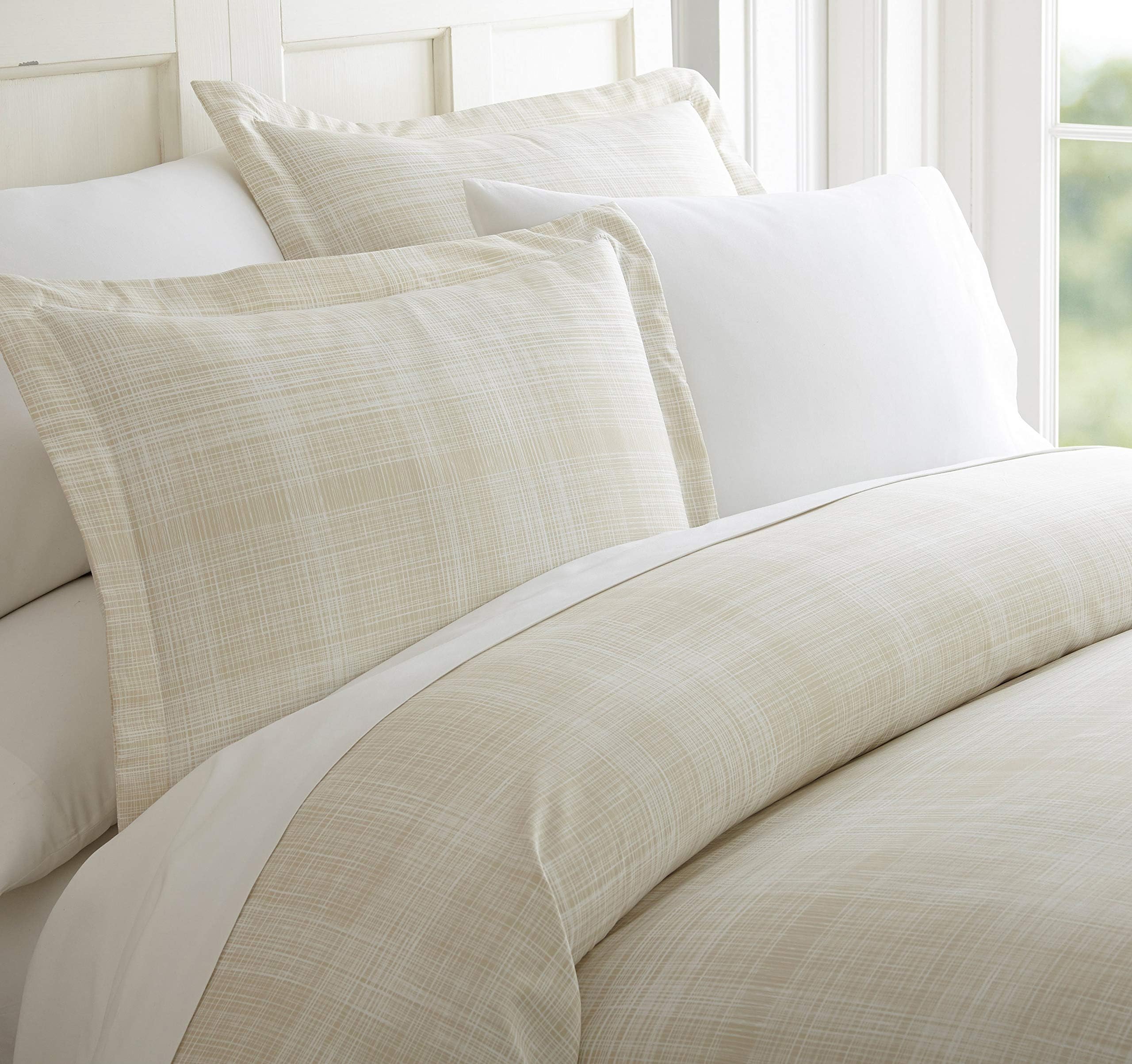 CELINE LINEN Luxury Silky Soft Coziest 1500 Thread Count Egyptian Quality 2-Piece Duvet Cover Set |Thatch Pattern| Wrinkle Free, 100% Hypoallergenic, Twin/Twin XL, Cream