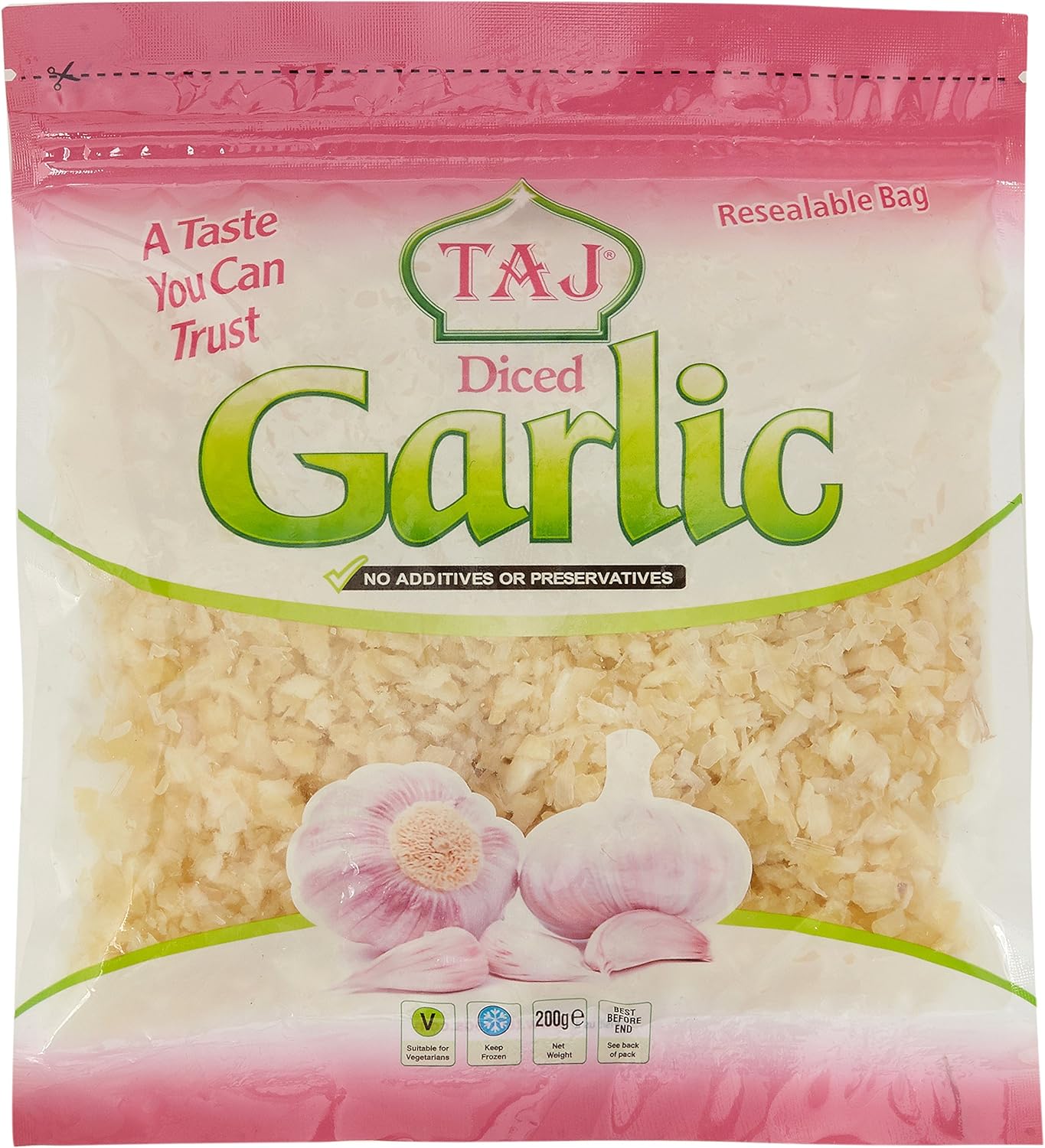 Taj Diced Garlic, 200 g (Frozen) Amazon.co.uk Grocery