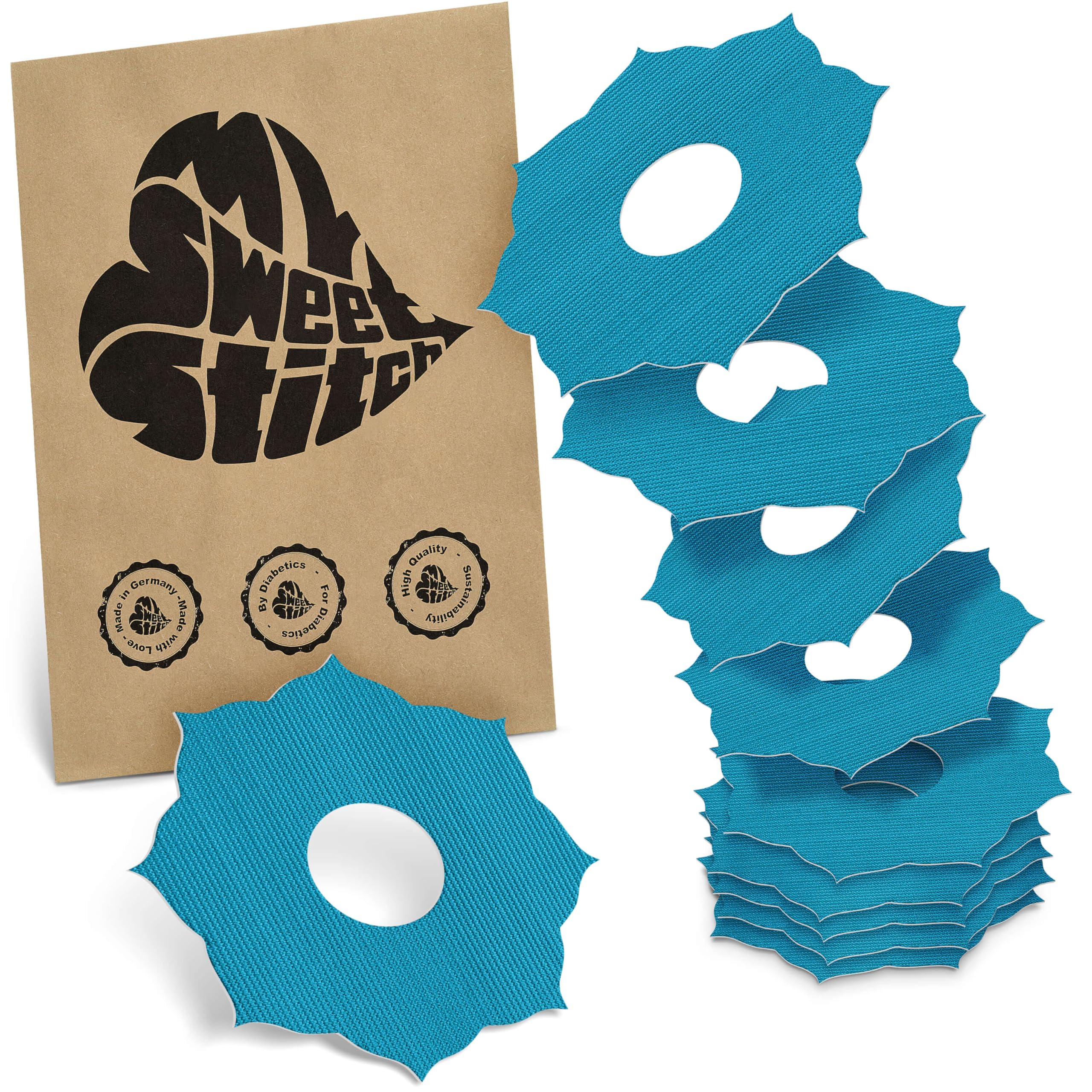 MySweetStitch - 10 x Freestyle Libre 3 Patches Mandala, Overpatch Ø 65mm, Waterproof, Breathable, Skin-Friendly, Made in Germany, Petrol