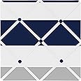 Navy Blue, Gray and White Fabric Memory/Memo Photo Bulletin Board for Stripe Collection
