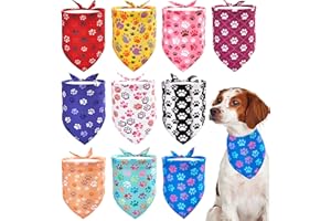 JpGdn 10PCS Big Dog Bandanas Large Breed Paw Print for Extra Large XL XXL Triangle Bibs Head Scarves for Boys Girls Grooming Accessories Costume