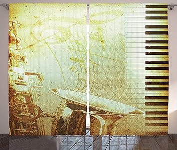 Amazon Com Ambesonne Music Curtains Print Of Piano Keys On