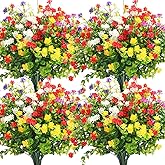 WILLBOND 36 Bundles Artificial Flowers Outdoor, UV Resistant Faux Artificial Plants Shrubs Flower Bulk for Hanging Planter Porch Window Home Wedding Spring Summer Decor (Fresh Colors)