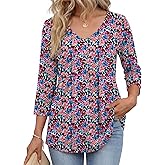 AKEWEI 3/4 Sleeve Babydoll Tops for Women Peplum Shirts Ladies Tunics and Blouses Dressy Casual Spring Fashion Clothing