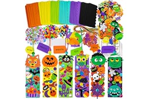 Winlyn 36 Sets Halloween Crafts Kits Holiday Fall Kids Crafts DIY Halloween Bookmarks Ornaments Art Sets Bats Monster Ghost Foam Stickers Arts and Crafts for Kids Classroom Activities Party Favors