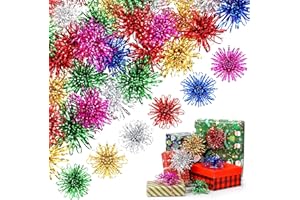 Yunlly 40 Pcs 4 Inch Christmas Self Adhesive Gift Bows, Multicolor Present Bows for Gift Wrapping Holiday Christmas Birthday Party Decoration Present (Red Green Gold Silver Blue Rose Red)