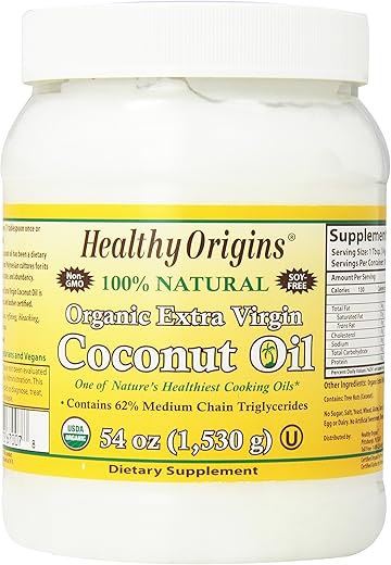 海外直送品Organic Extra Virgin Coconut Oil, 54 Oz by Healthy Origins