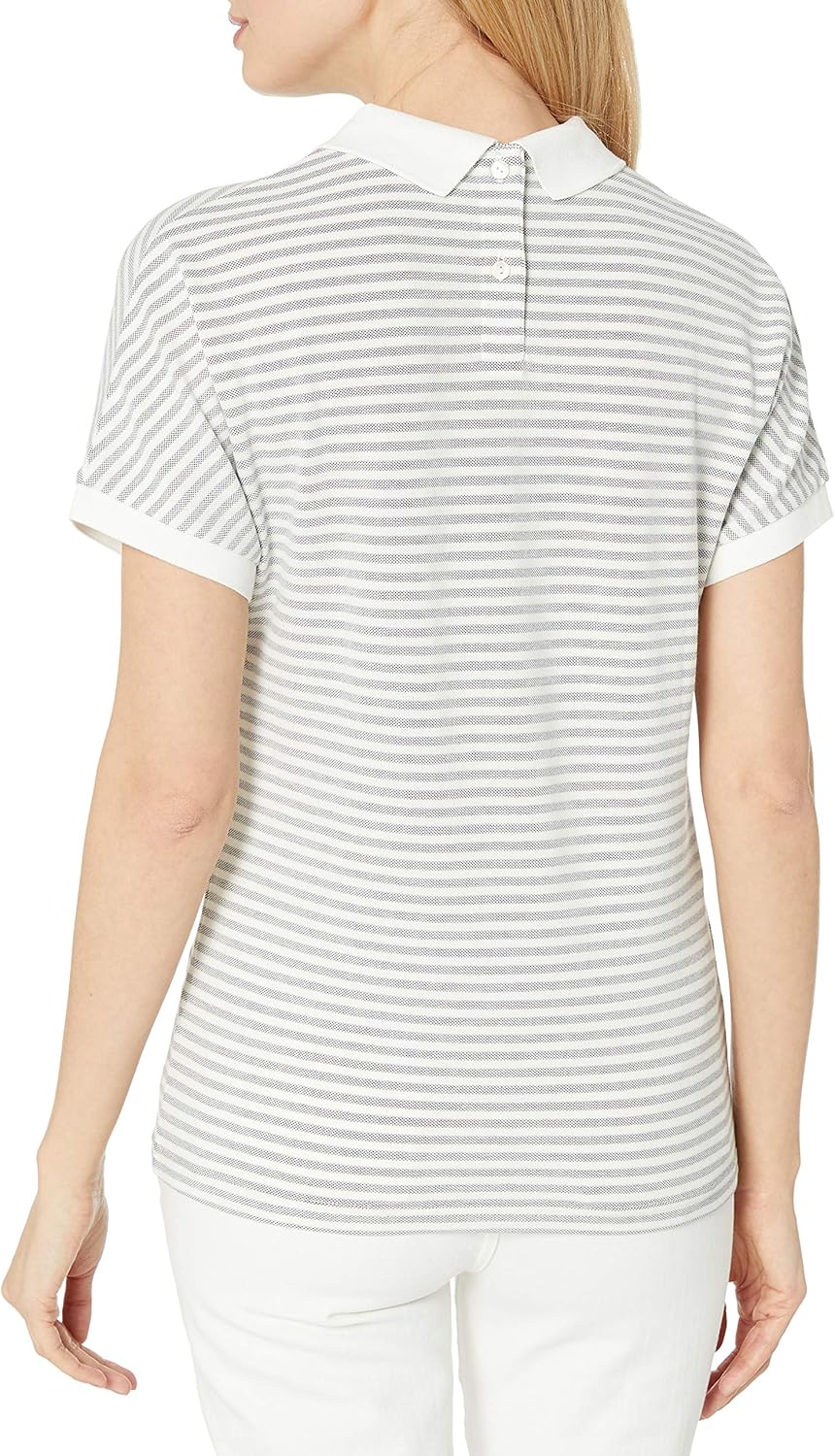 Lacoste Women's Short Sleeve Buttonless Striped Pique Polo Shirt at  Women’s Clothing store