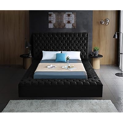 Buy Meridian Furniture Bliss Collection Modern Contemporary Velvet Upholstered Bed With Deep Button Tufting And Storage Compartments In Rails And Footboard Black King Online In Taiwan B0758q7w6f