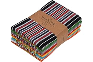 Urban Villa Kitchen Towels, Premium Quality, Cotton Dish Towels,Mitered Corners,Ultra Soft (Size: 20X30 in),Multi Color Waffle Stripes, Highly Absorbent Bar Towels & Tea Towels - (Set of 8)