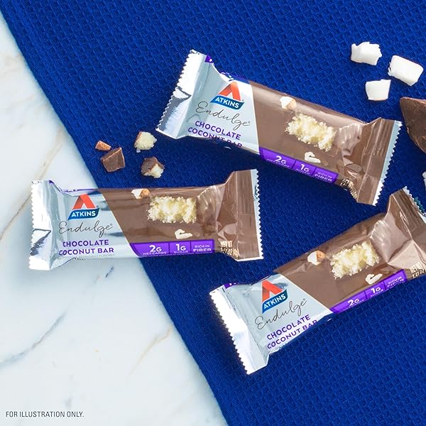 ATKINS ENDULGE CHOCOLATE COCONUT BAR, DESSERT FAVORITE, HIGH IN FIBER, 1G SUGAR, 16 COUNT