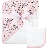 Hudson Baby Unisex Baby Cotton Hooded Towel and Washcloth, Mermaid, One Size