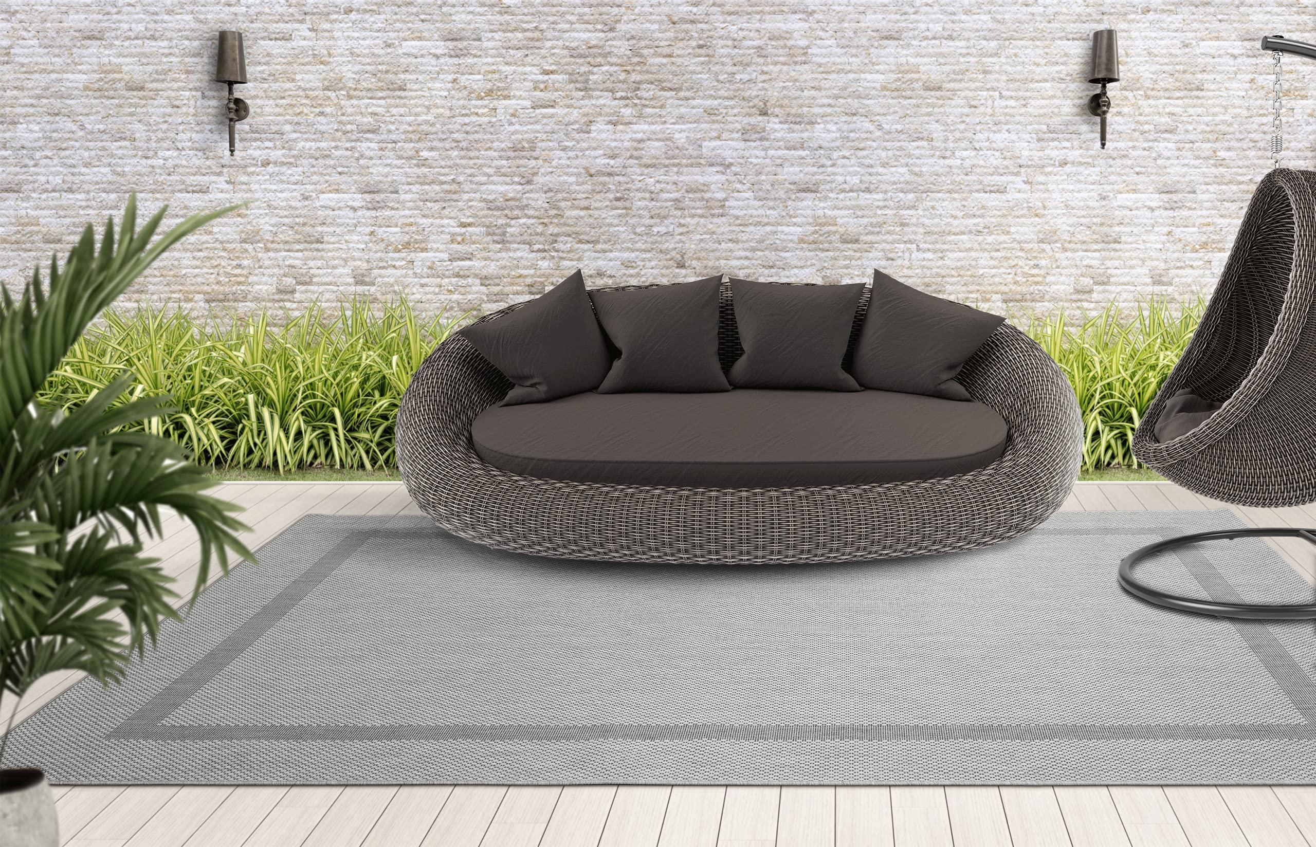 Mia's Teppiche Lara In- and Outdoor Rug, Flat Fabric, 80x200 cm, Grey