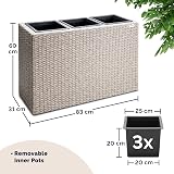CASARIA Flower Box 3 Inner Pots Polyrattan Rectangular Planter Cream view 3