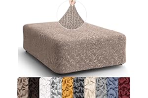 PAULATO BY GA.I.CO. Big Ottoman Cover Stool Cover Pouf Slipcover - Soft Polyester Fabric Slipcover - 1-Piece Form Fit Stretch Furniture Protector - Microfibra Collection - Marsala (Ottoman)