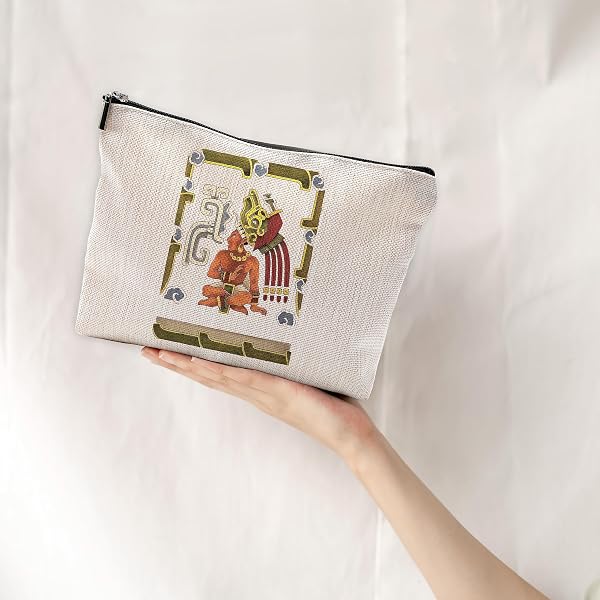 NEGIGA ANCIENT MAYAN AZTEC ART WARRIOR PRIEST RETRO MAKEUP BAG TRAVEL COSMETIC BAGS, MEXICAN STYLE COSMETIC MAKEUP BAGS WITH ZIPPER POUCH TRAVEL TOILETRY CASE