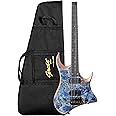Grote Headless 6 Strings Electric Guitar Mahogany Body with Gigbag GRHL-2 (Blue)