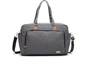 Diaper Bag Tote, Rabjen Large Travel Multifunction Baby Bag with Insulated Pockets Padded Sleeve for up to 15.6’’ Laptop