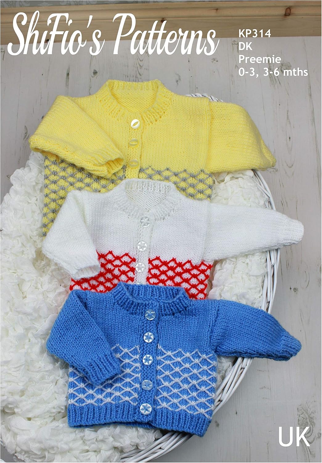 Knitting Pattern for Babies Round Neck Cardigans Preemie 16", 03mths